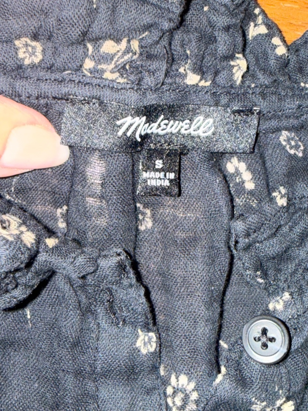 Madewell Black Blouse with Gold Floral Print - Picture 8 of 11